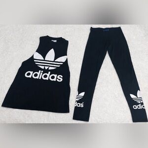 Adidas Originals Women’s Black/White (Logo) Trefoil Tank & Leggings Set – Size S